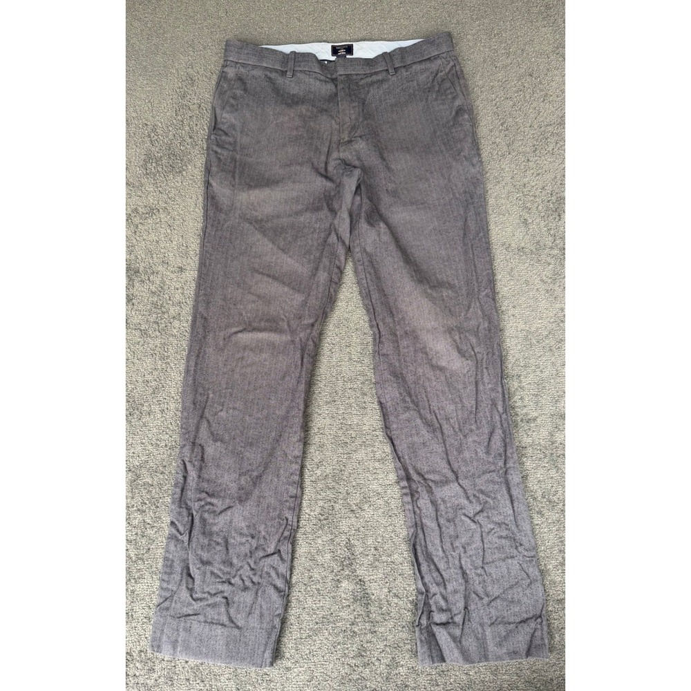 Gap Khakis Tailored Straight Fit Grey Herringbone Pant Men 32x34 Business Casual